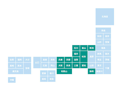 近畿・東海・北陸エリア地図